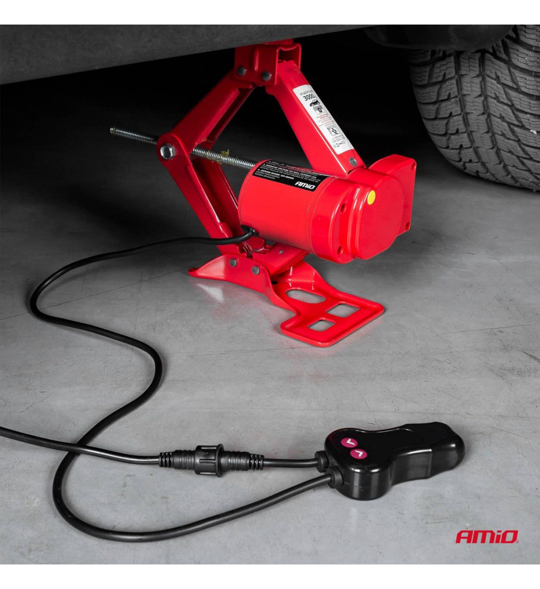 Cric electric tip foarfecă cu telecomandă și KIT de reparare 3T 12V