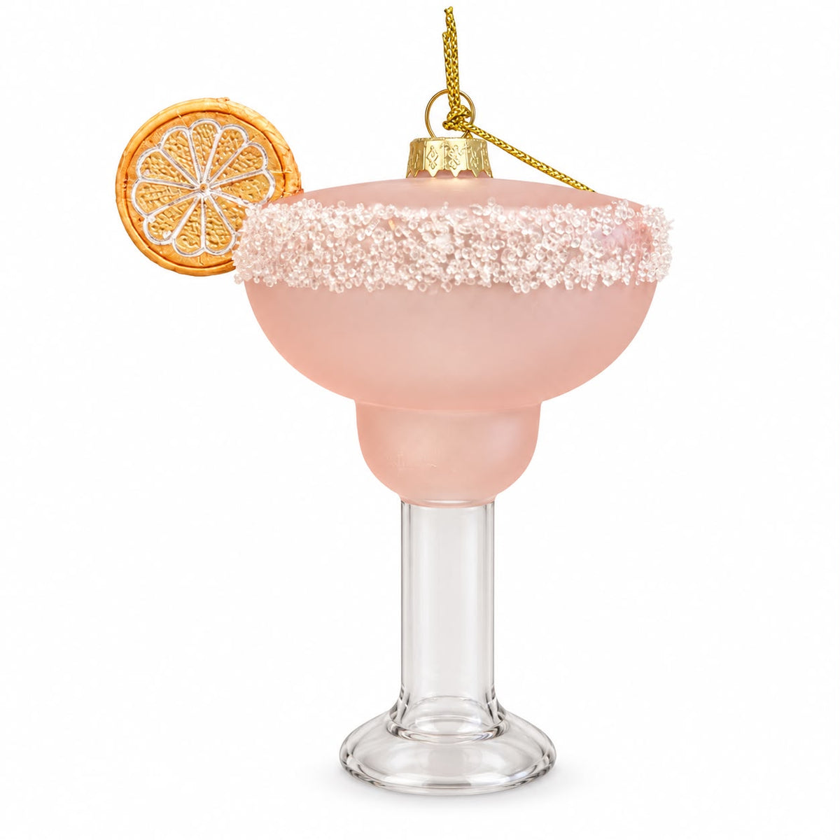 Ornament de Crăciun din sticlă – Pahar cocktail roz 12,5 cm
