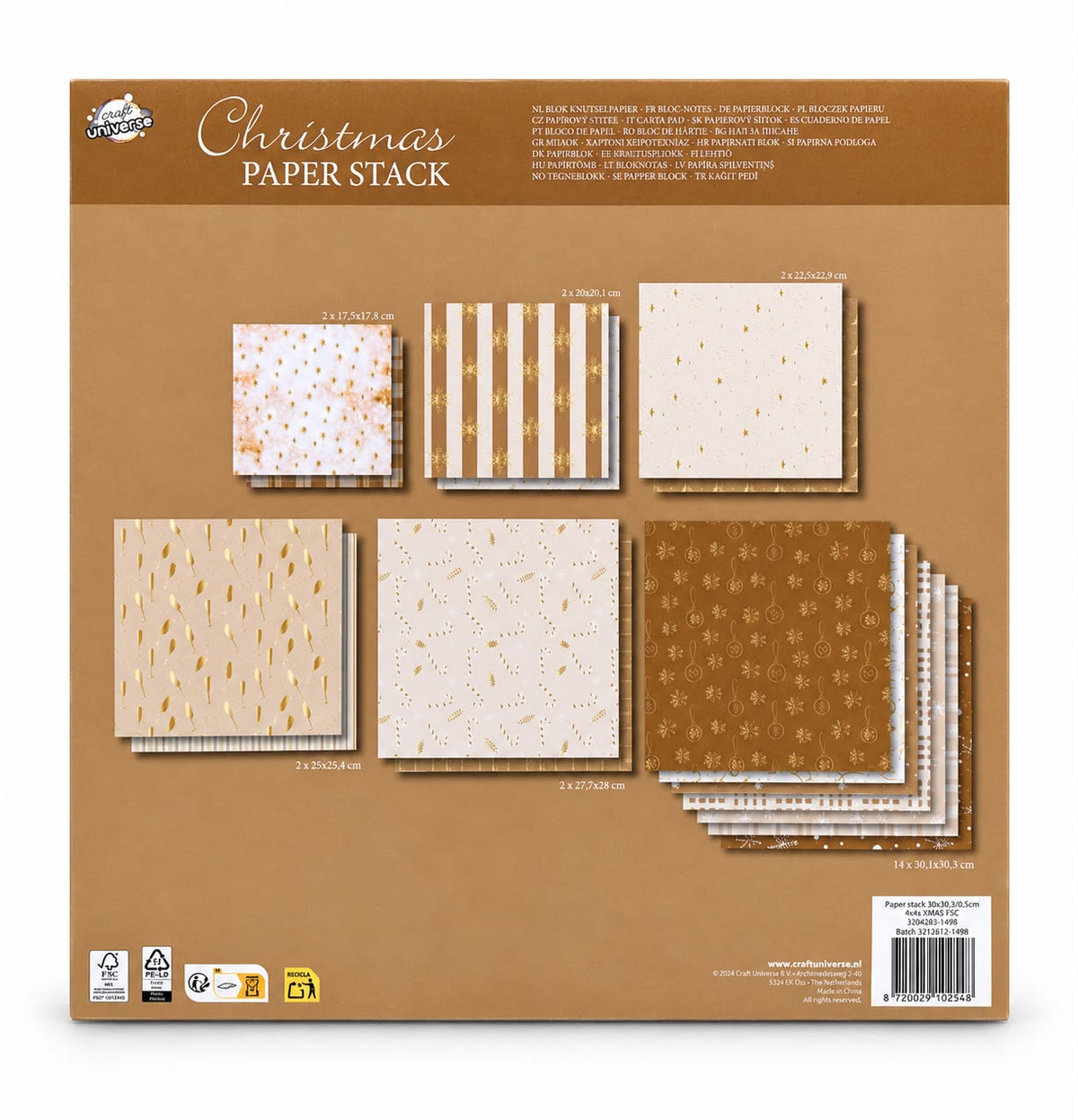Set hârtie decorativă de Crăciun – Alb și Auriu