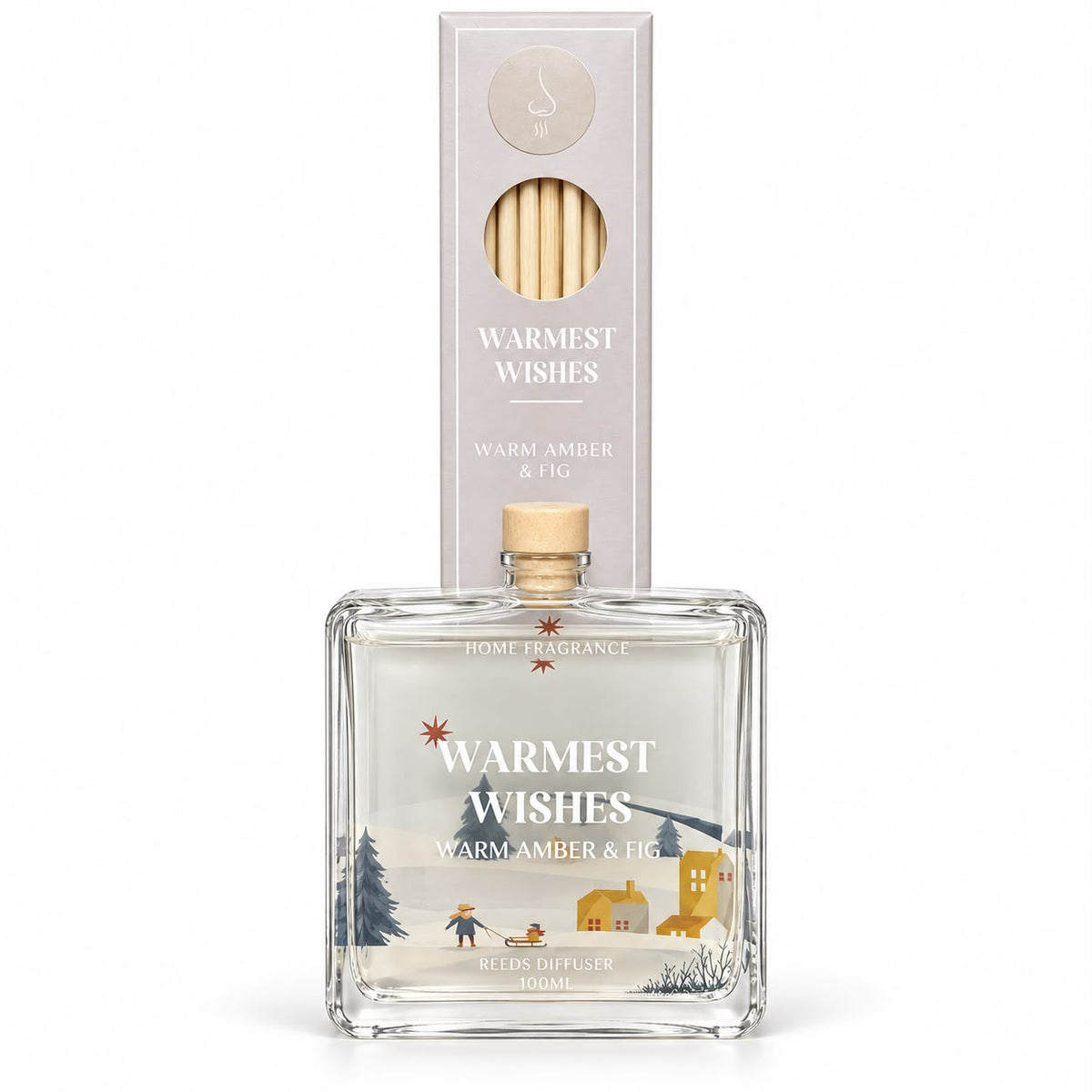 Odorizant de cameră cu bețișoare Warmest Wishes – Warm Amber & Fig, 100 ml