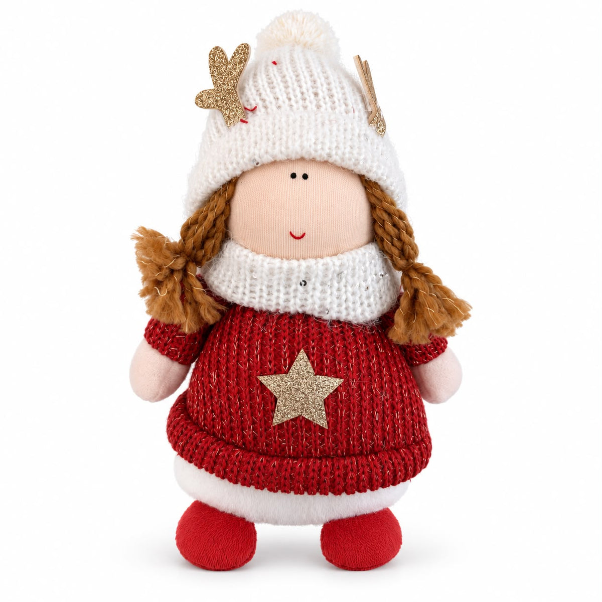 Figurină textilă de Crăciun – Rochie roșie 25 cm