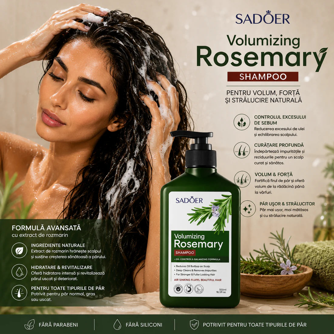 SADOER Șampon cu rozmarin 500 ml