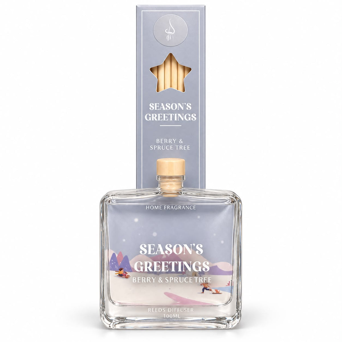 Odorizant de cameră cu bețișoare Season’s Greetings – Berry & Spruce Tree, 100 ml
