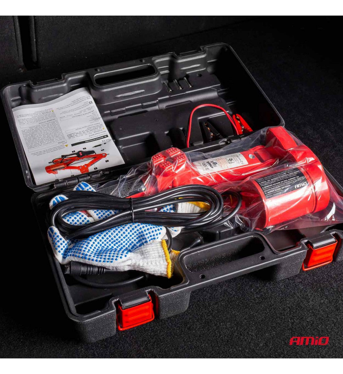 Cric electric tip foarfecă cu telecomandă și KIT de reparare 3T 12V