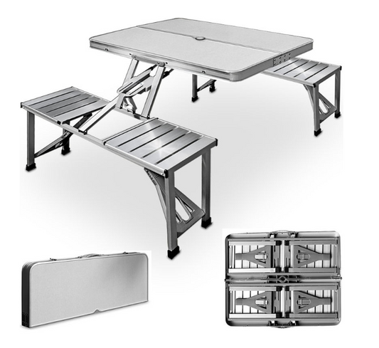 Set Masa Pliabila cu 4 scaune din aluminiu rezistent tip geamantan