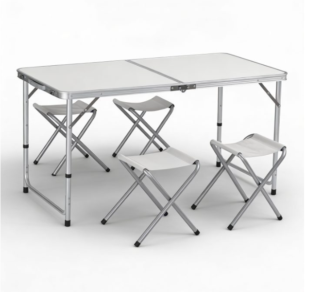 Set masa pliabila cu 4 scaune din aluminiu