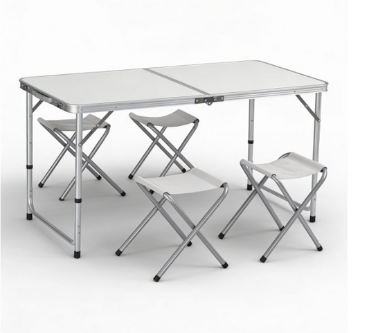 Set masa pliabila cu 4 scaune din aluminiu
