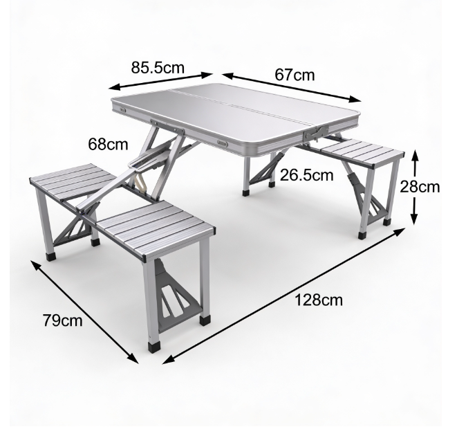 Set Masa Pliabila cu 4 scaune din aluminiu rezistent tip geamantan