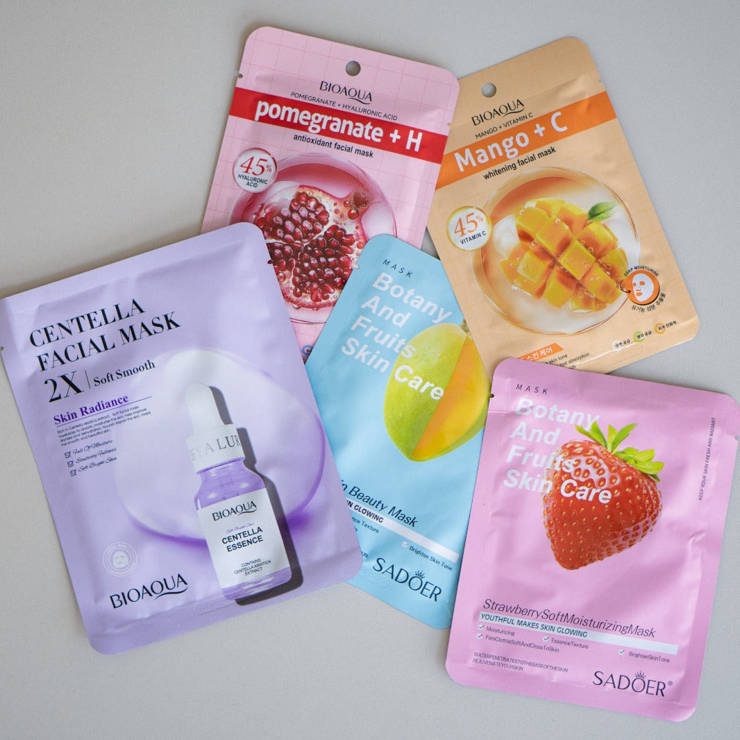 Set 5 Măști faciale - Pachet de Răsfăț (BIOAQUA și SADOER)