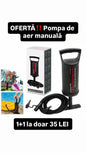 OFERTĂ 1+1 Pompa de Aer Manuală Intex 29.5cm, cu Furtun Flexibil și 3 Duze, pentru Saltele și Gonflabile