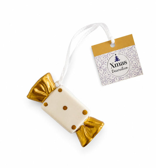 Decorațiune Glob de Crăciun – Bomboană din Porțelan, 7 cm