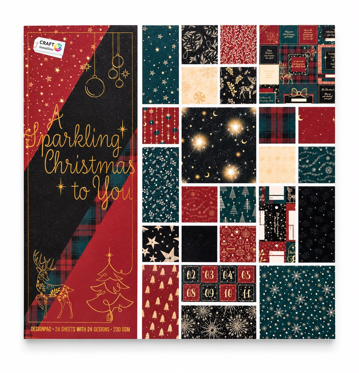 Bloc hârtie decorativă Sparkling Christmas – 24 coli