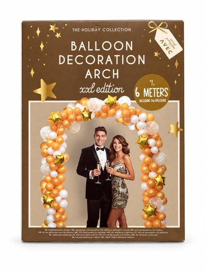 Set arcadă din baloane XXL – Auriu și Alb, 6 m