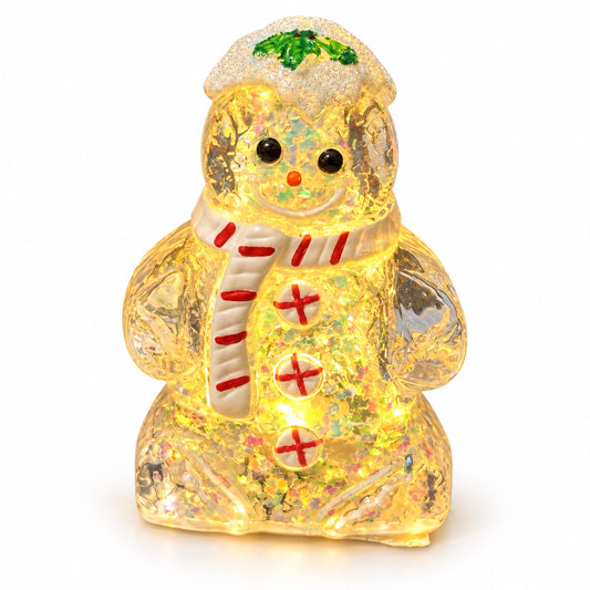 Figurină luminoasă LED – Om de zăpadă transparent 10 cm