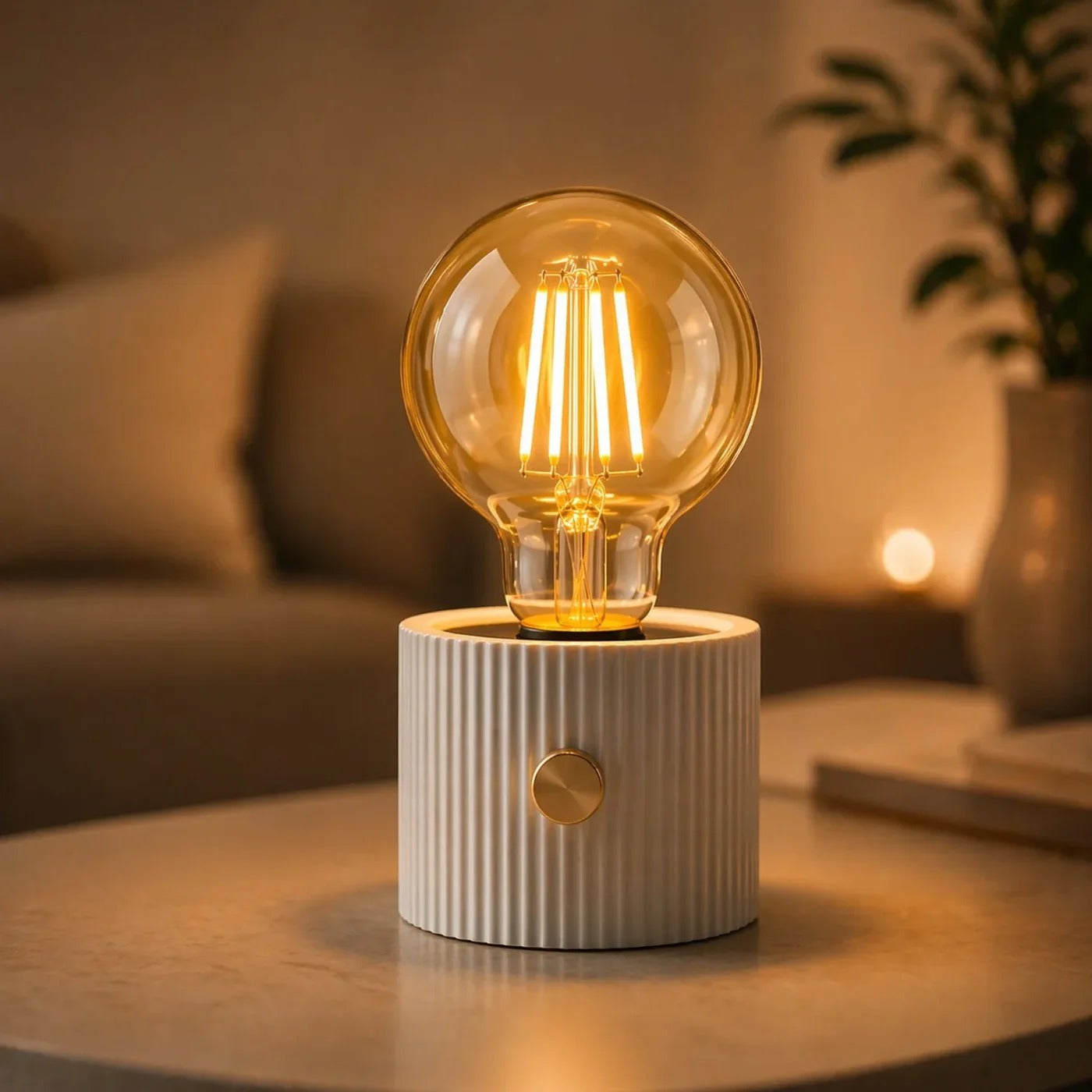Lampă LED Decorativa 15.5x8.5cm, cu Buton Reglare Intensitate, Lumină Caldă, Incărcare USB
