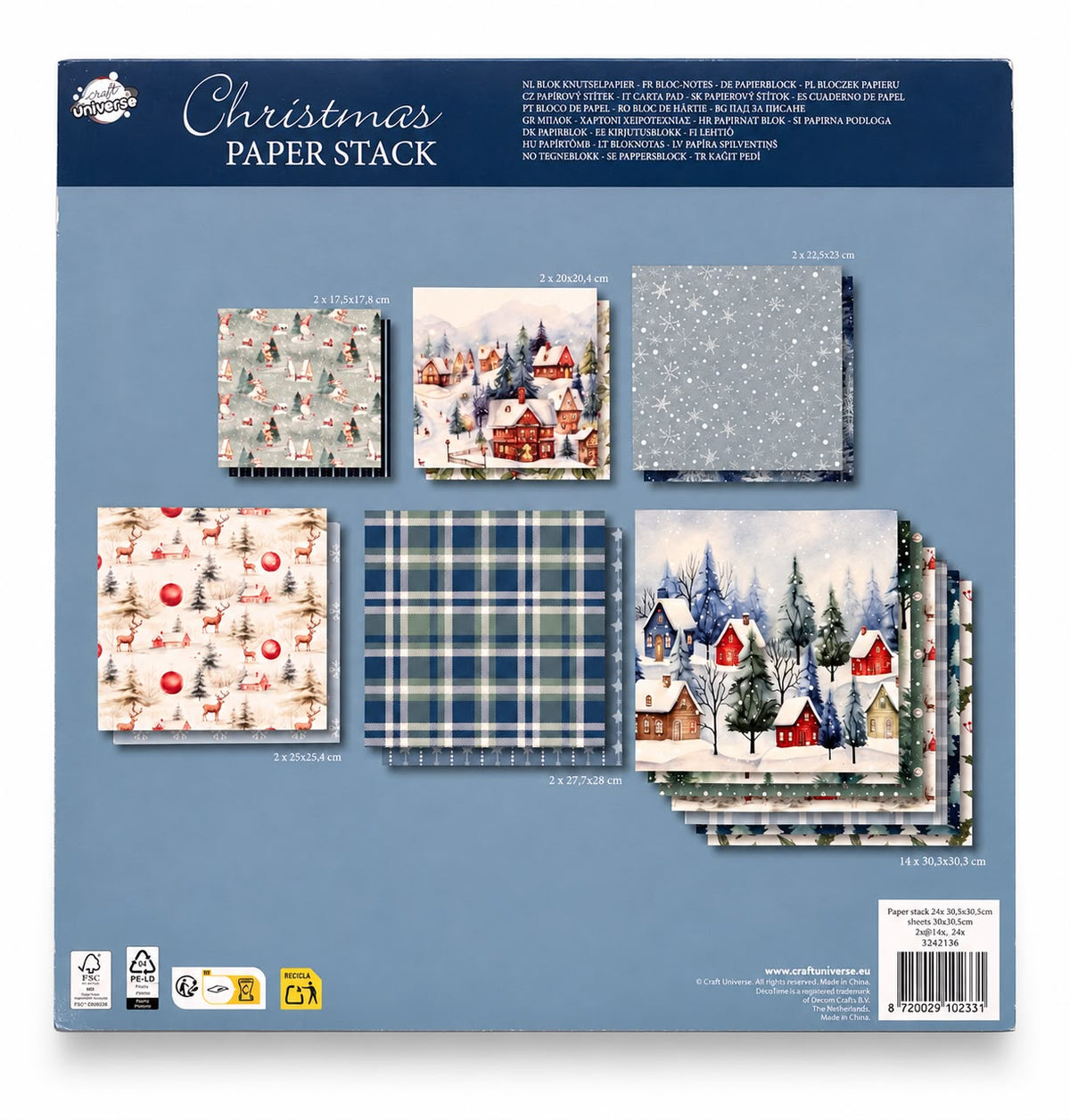 Set hârtie decorativă de Crăciun – Peisaj de Iarnă