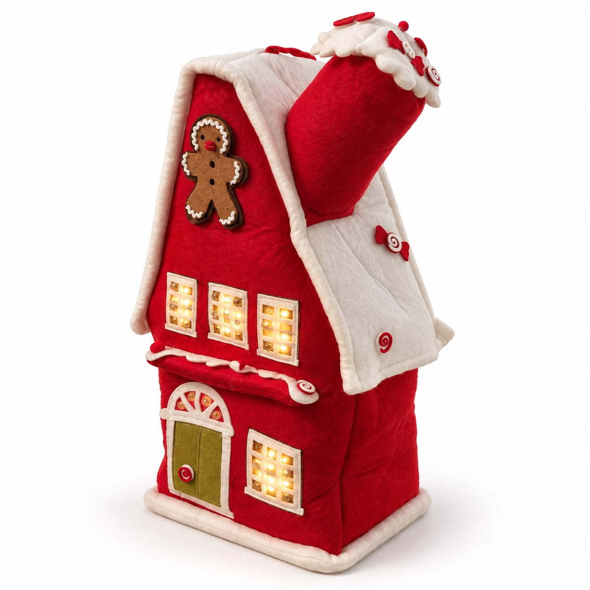 Căsuță decorativă de Crăciun cu LED – Roșie 60 cm