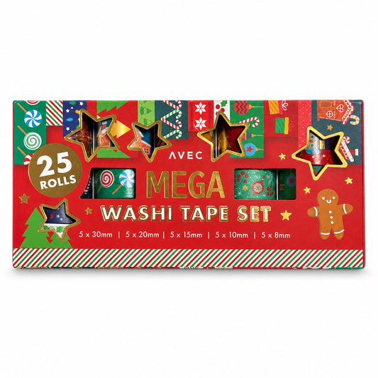 Set 25 benzi decorative Washi Tape de Crăciun