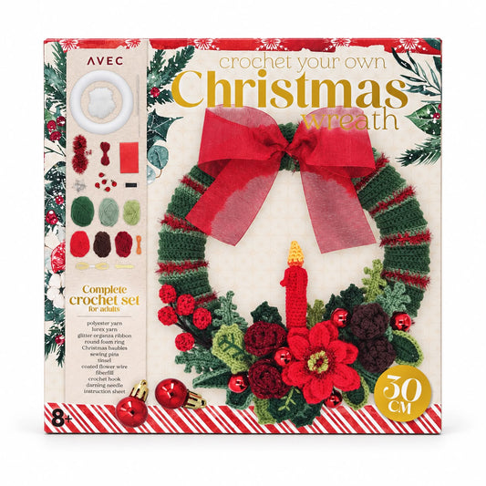 Kit Creativ pentru Coroniță Croșetată de Crăciun – 30 cm
