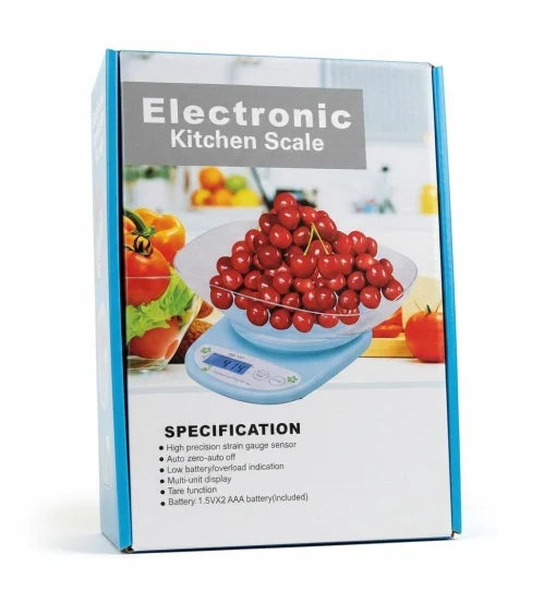 Cântar de Bucătărie Electronic cu Bol, Alb, Plastic, Afișaj Multifuncțional