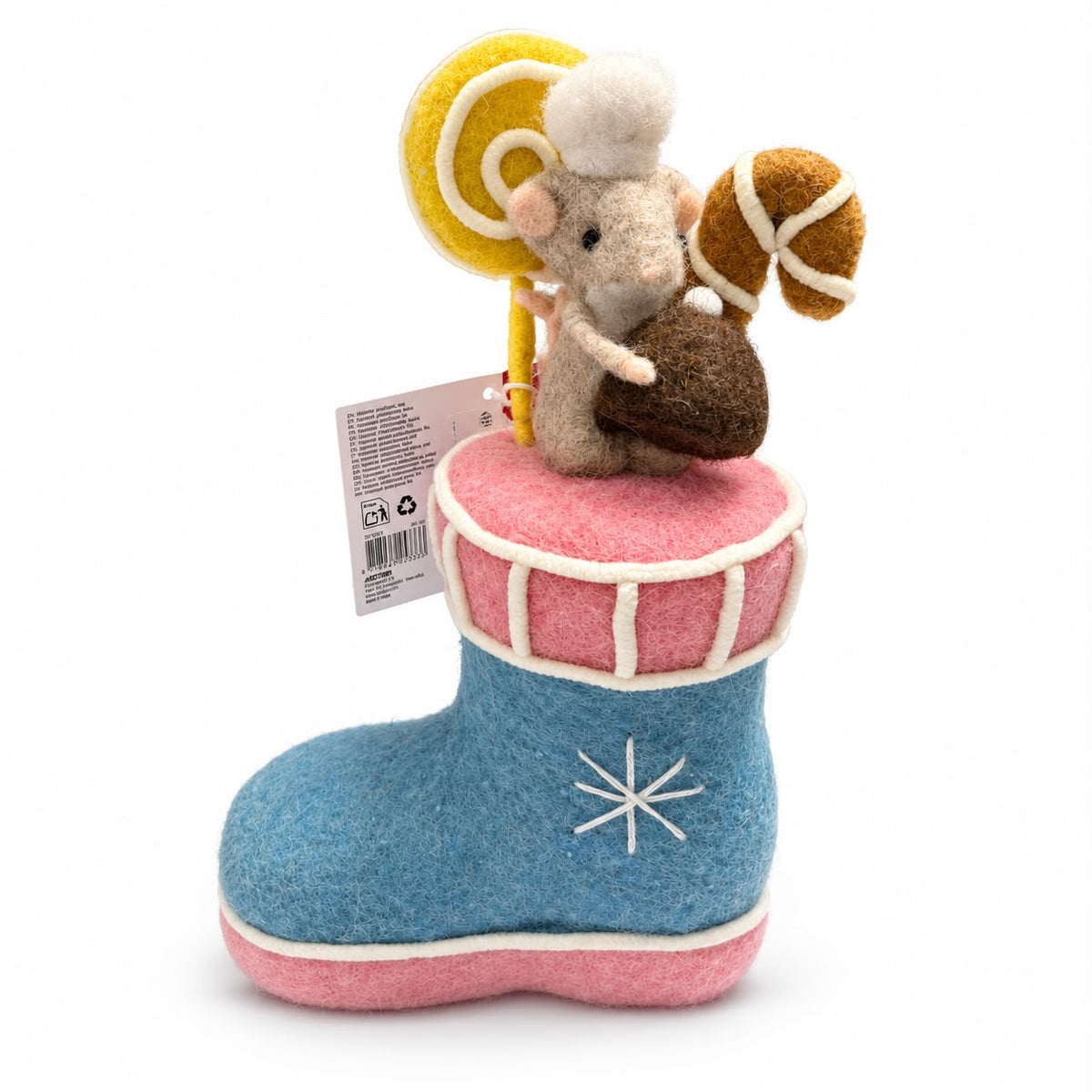Decorațiune de Crăciun Cizmuliță albastră cu șoricel 23 cm
