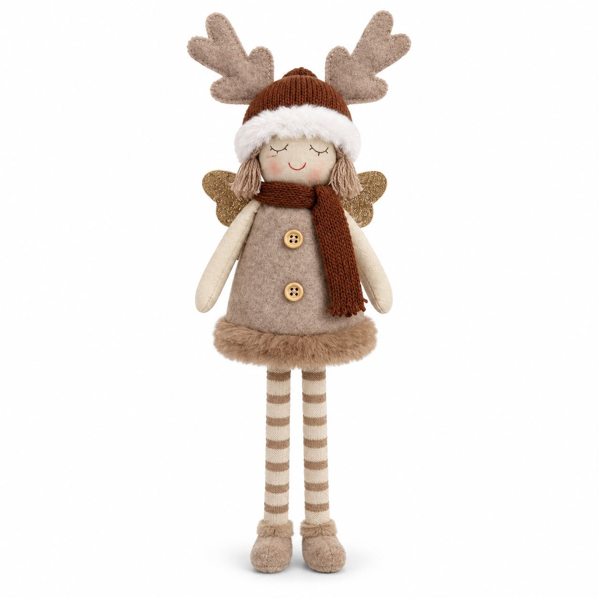 Figurină Zână/Înger decorativă de Crăciun – Bej 35 cm