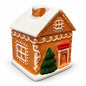 Căsuță decorativă ceramică de Crăciun cu capac – Maro 10x10x12 cm