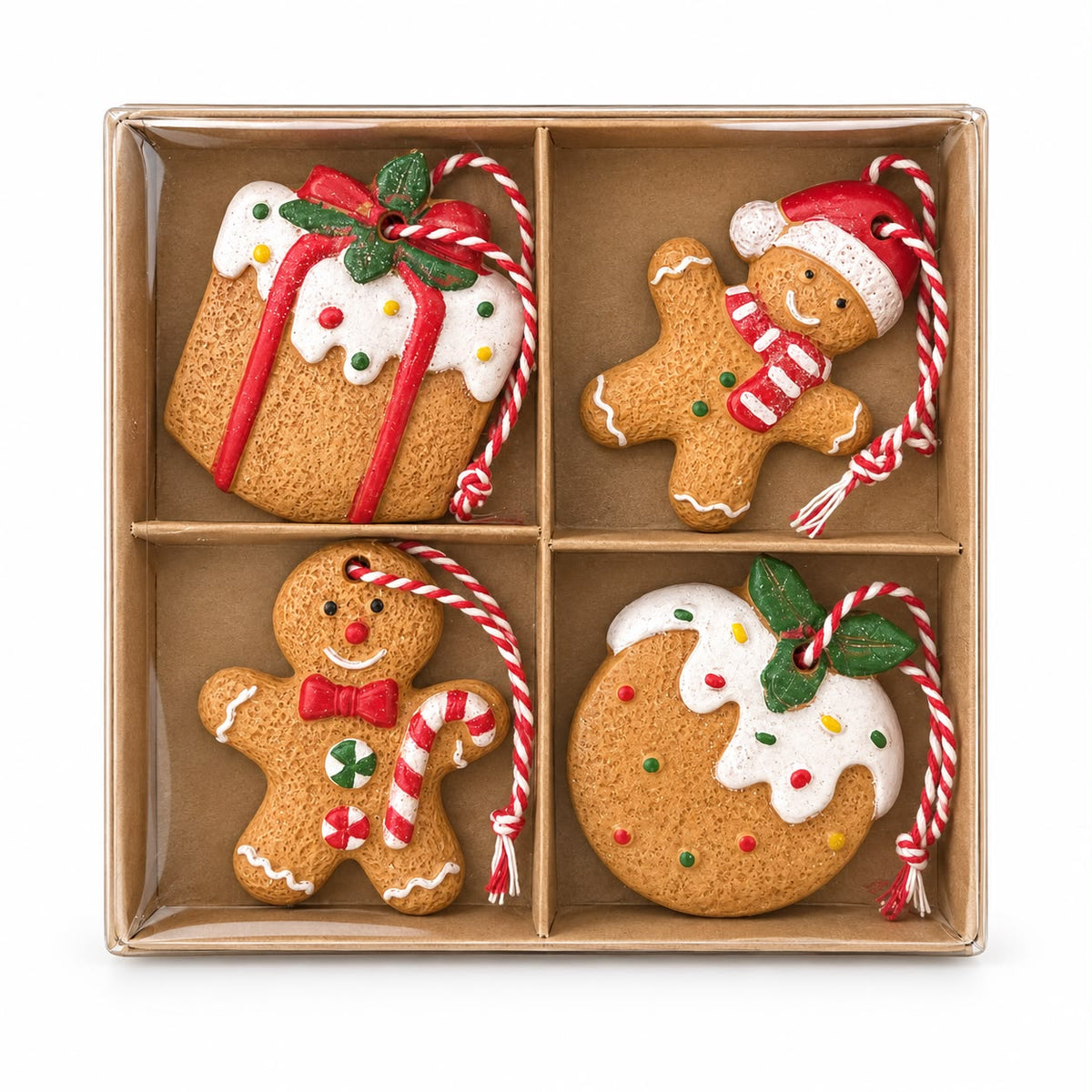 Set 4 ornamente de Crăciun – Turtă dulce și deserturi festive