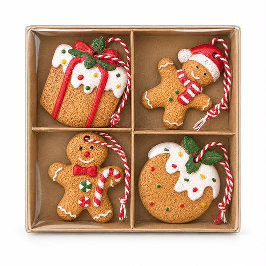 Set 4 ornamente de Crăciun – Turtă dulce și deserturi festive