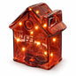 Căsuță luminoasă din sticlă cu 10 LED-uri – Roșu 12,5 cm