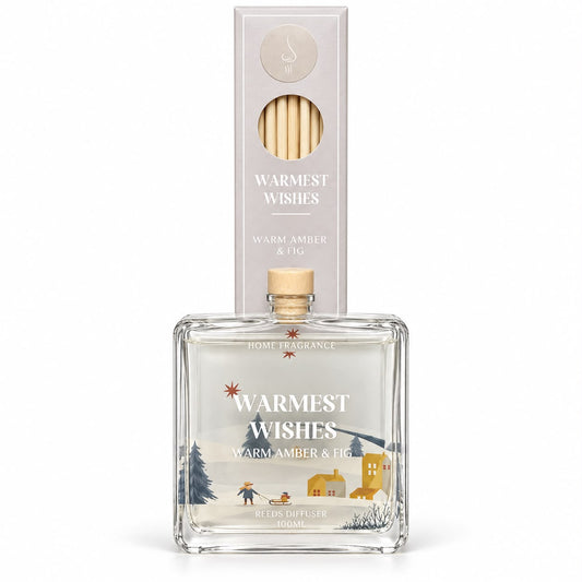 Odorizant de cameră cu bețișoare Warmest Wishes – Warm Amber & Fig, 100 ml