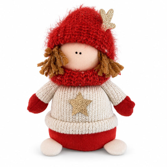 Figurină textilă de Crăciun – Rochie albă 25 cm