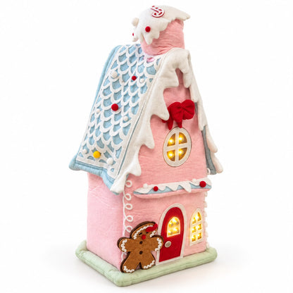 Căsuță decorativă de Crăciun cu LED – Roz 60 cm