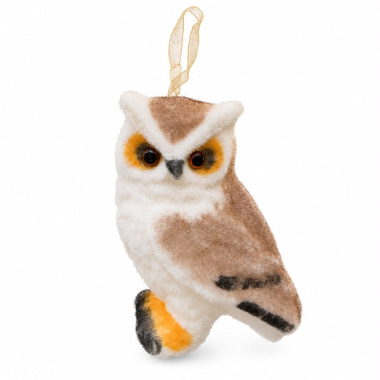 Ornament suspendabil de Crăciun – Bufniță alb-bej 9 cm