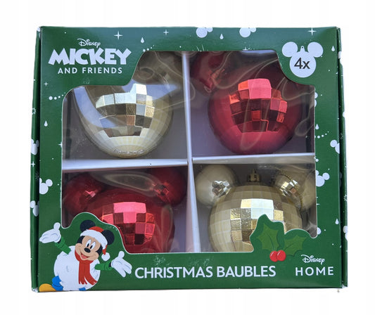 Set 4 globuri Disney Mickey Mouse – Roșu și auriu, efect mozaic