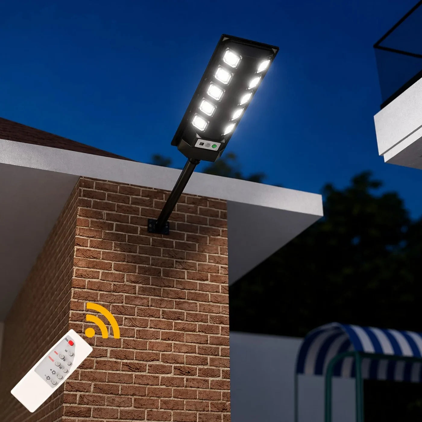 Lampă Solară 60cm, cu Panou Solar Integrat, 10 LED-uri Puternice, Telecomandă, Senzor de Lumină, Rezistentă la Apă