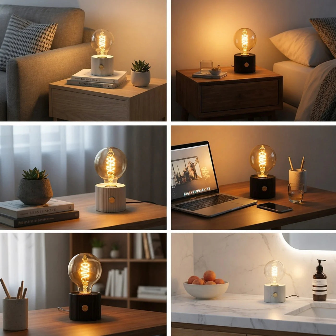 Lampă LED Decorativa 15.5x8.5cm, cu Buton Reglare Intensitate, Lumină Caldă, Incărcare USB