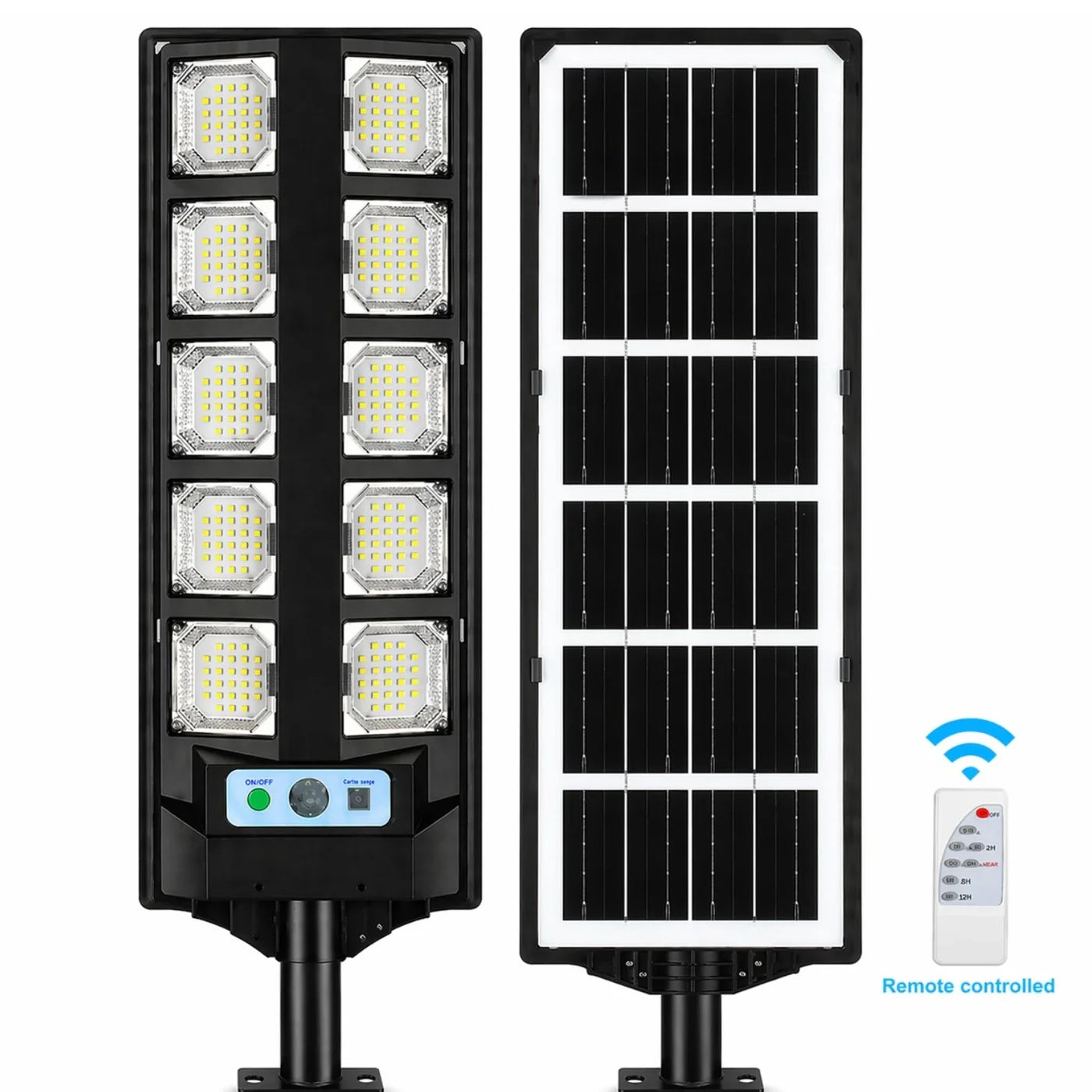 Lampă Solară 60cm, cu Panou Solar Integrat, 10 LED-uri Puternice, Telecomandă, Senzor de Lumină, Rezistentă la Apă