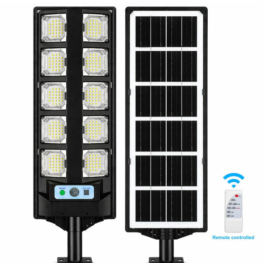 Lampă Solară 60cm, cu Panou Solar Integrat, 10 LED-uri Puternice, Telecomandă, Senzor de Lumină, Rezistentă la Apă
