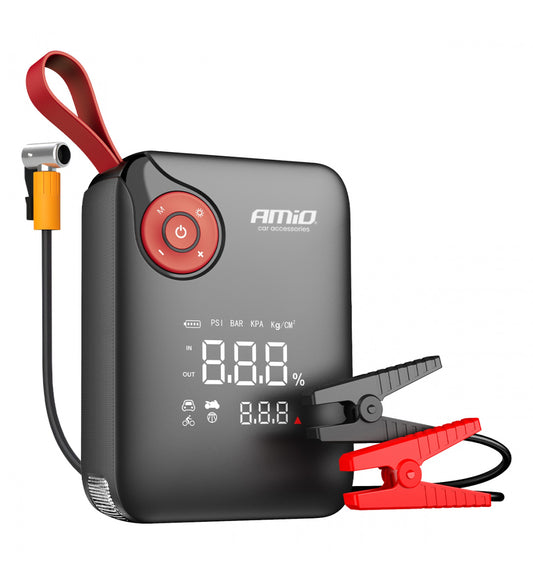 Mini pornitor portabil 4 în 1 cu LED/compresor de aer/acumulator extern 12V 7,2Ah 600A PRO