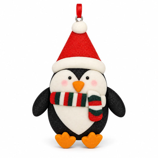 Decorațiune pentru brad – Pinguin cu căciulă și fular 10 cm