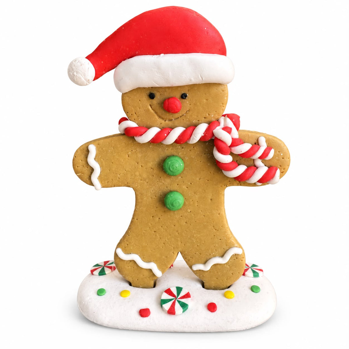 Decorațiune de Crăciun – Omuleț din turtă dulce cu fular roșu 11 cm