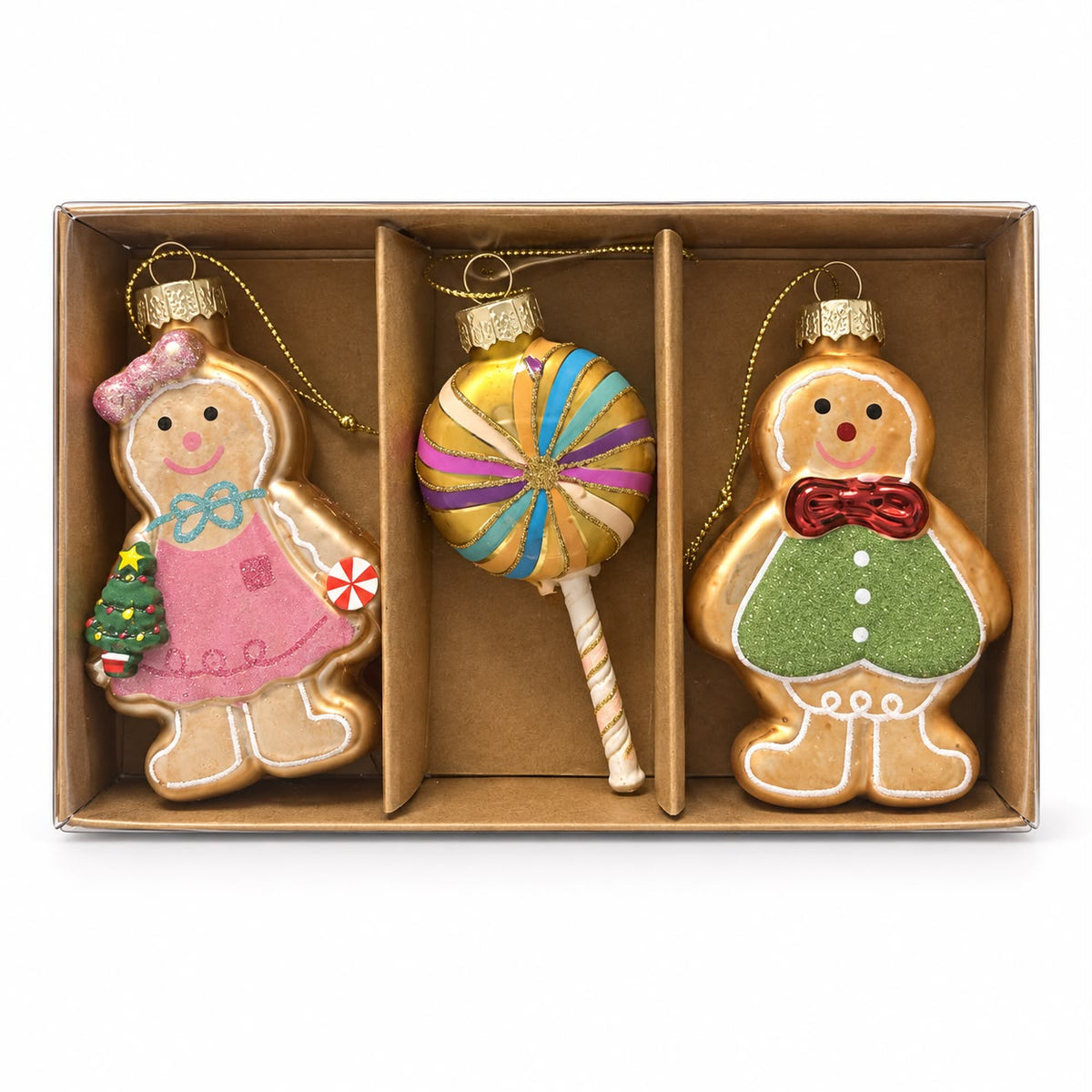 Set 3 ornamente de Crăciun – Turtă dulce și acadea