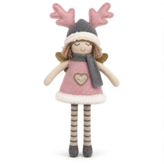 Figurină Zână/Înger decorativă de Crăciun – Roz 35 cm