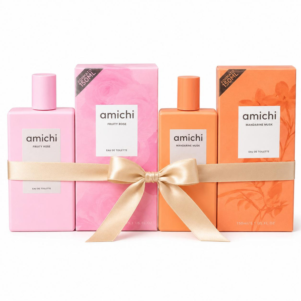 Set Parfumuri Amichi Mandarine Musk & Fruity Rose – 2 x 150 ml