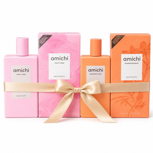 Set Parfumuri Amichi Mandarine Musk & Fruity Rose – 2 x 150 ml