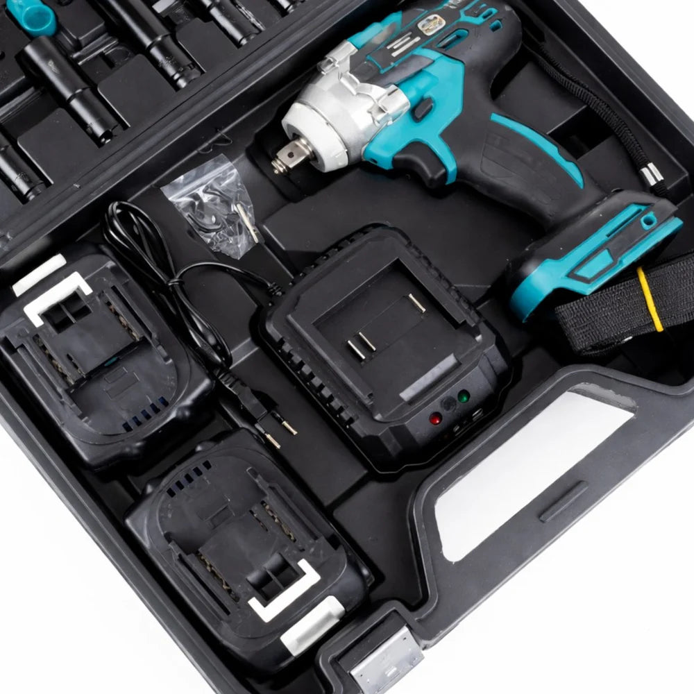 Cheie De Impact si Insurubat 380 Nm, cu 30 Accesorii Incluse si 2 Acumulatori 48V,  Trusa Inclusa