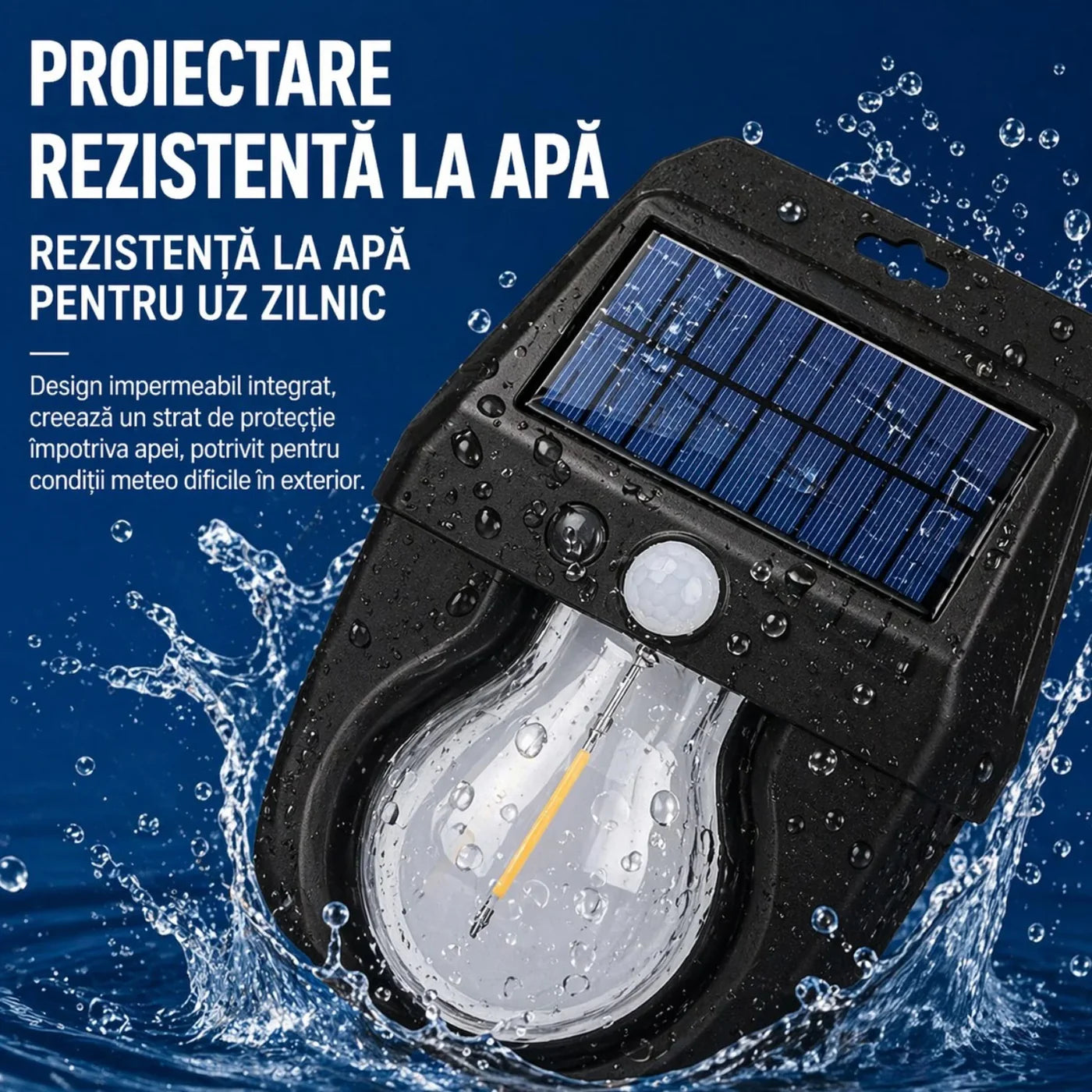 Lampă Solară LED 15.5x11.5cm, cu Senzor de Mișcare, Lumină Caldă, Rezistentă la Apă