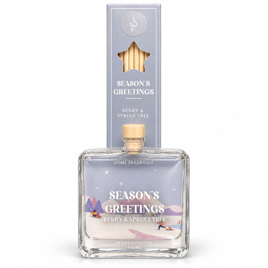 Odorizant de cameră cu bețișoare Season’s Greetings – Berry & Spruce Tree, 100 ml