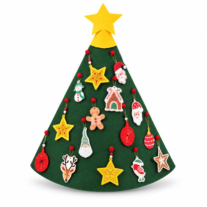 Set DIY brad de Crăciun din fetru – Verde, 22 decorațiuni